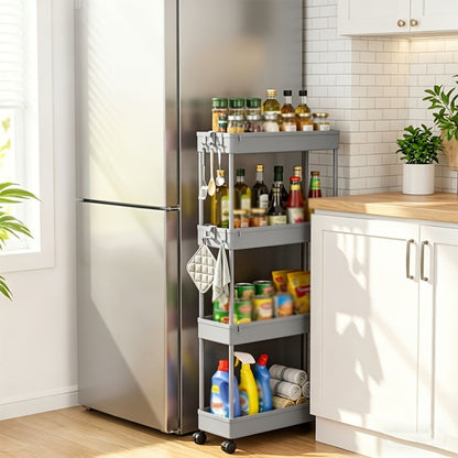 4-Tier Space-Saving Storage Cart with Rolling Wheels for Organized Everyday Storage detail image - detail view 7