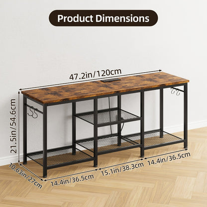 4-Tier TV Stand with Charging Station and LED Lighting for Living Room detail image - detail view 3