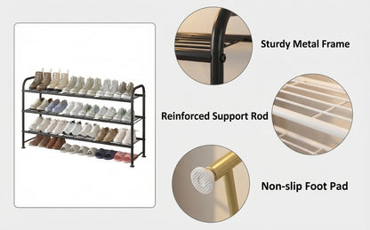 4-Tier Wide Shoe Rack with Large-Capacity Storage and Tool-Free Assembly detail image - detail view 25