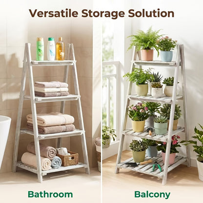 4-Tier Wood Ladder Shelf with Tool-Free Assembly and Multiple Color Options for Entryway detail image - detail view 10
