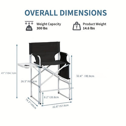 40-55 Inch Tall Director Chair with Side Table and Storage Bag for Beauty Studio detail image - detail view 4