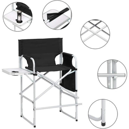 40-55 Inch Tall Director Chair with Side Table and Storage Bag for Beauty Studio detail image - detail view 7
