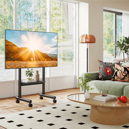 40-75 Inch Rolling TV Stand with Adjustable Height, Media Console Cabinet for Living Room detail image - detail view 3