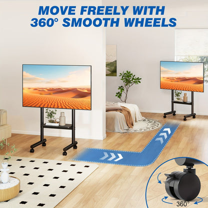 40-75 Inch Rolling TV Stand with Adjustable Height, Media Console Cabinet for Living Room detail image - detail view 7