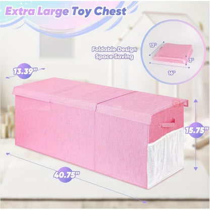 Storage Bin shown in the pink, 40"x14"x16" option