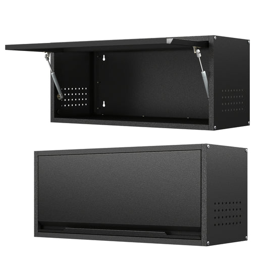 Metal Storage Cabinet | Garage Wall Cabinet with Up-Flip Door, 31.5" W Wall Storage Mounted for Kitchen, Garage, Workshop | Contemporary Metal, Wall Mount, ≥3.2 Cubic Feet Storage Capacity