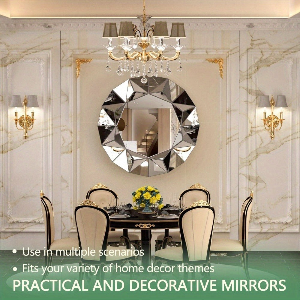 Hasipu Bathroom Wall Mirrors, 32 Inch Round Mirror Wall Decor, Beveled Edge Frameless Wall Mount Round Mirror for Living Room, Bathroom, Home