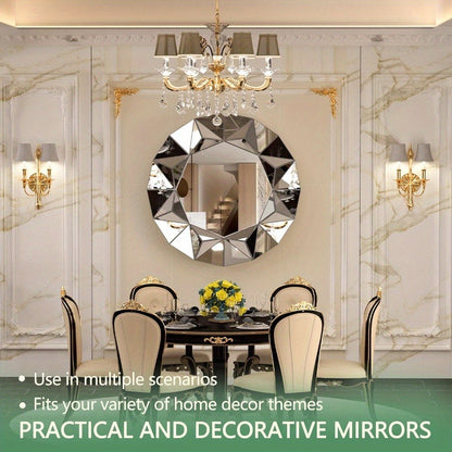 Hasipu Bathroom Wall Mirrors, 32 Inch Round Mirror Wall Decor, Beveled Edge Frameless Wall Mount Round Mirror for Living Room, Bathroom, Home