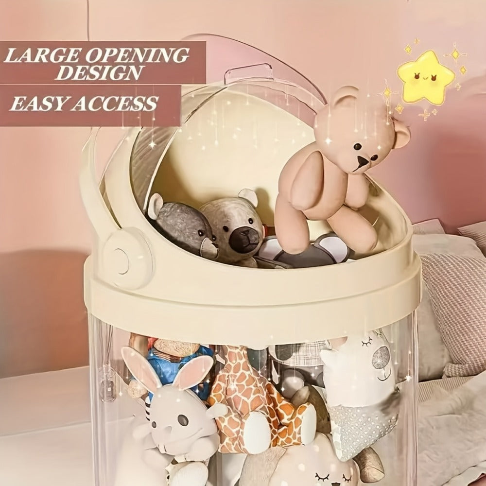 4-Layer Clear Plastic Stuffed Animal Storage Tower Plush Zoo House Organizer Dustproof Display Tube for Bedroom Living Room Dollhouse Decor Green Cream Pink