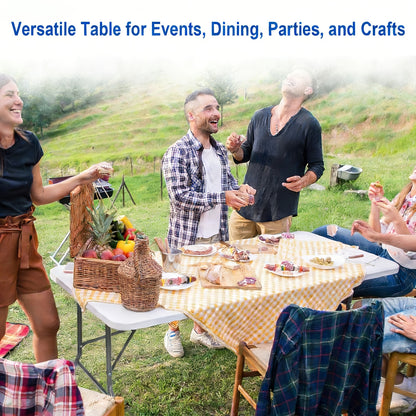 2.5/4/6FT Folding Table, 6 Foot Folding Table Heavy Duty, Portable Plastic Folding Table with Handle, Fold in Half Table for Indoor Outdoor Use, Fold Up Table for Camping Dining Party Picnic Events