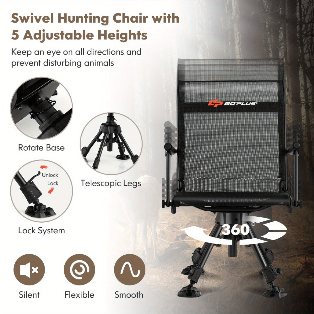 MULTIGOT Swivel Hunting Chair w/ 4 360° Adjustable Legs Folding Silent Swivel Blind Chair - For Hunters & Outdoors Enthusiasts -  Suitable for Camping, Hunting & Fishing -  Portable & Lightweight