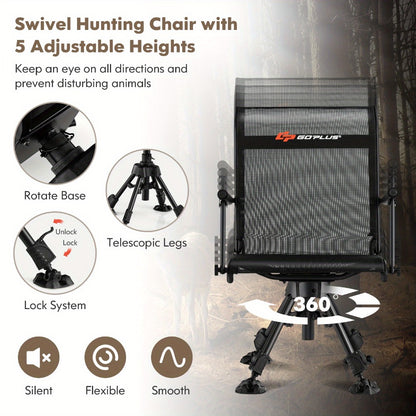 MULTIGOT Swivel Hunting Chair w/ 4 360° Adjustable Legs Folding Silent Swivel Blind Chair - For Hunters & Outdoors Enthusiasts -  Suitable for Camping, Hunting & Fishing -  Portable & Lightweight