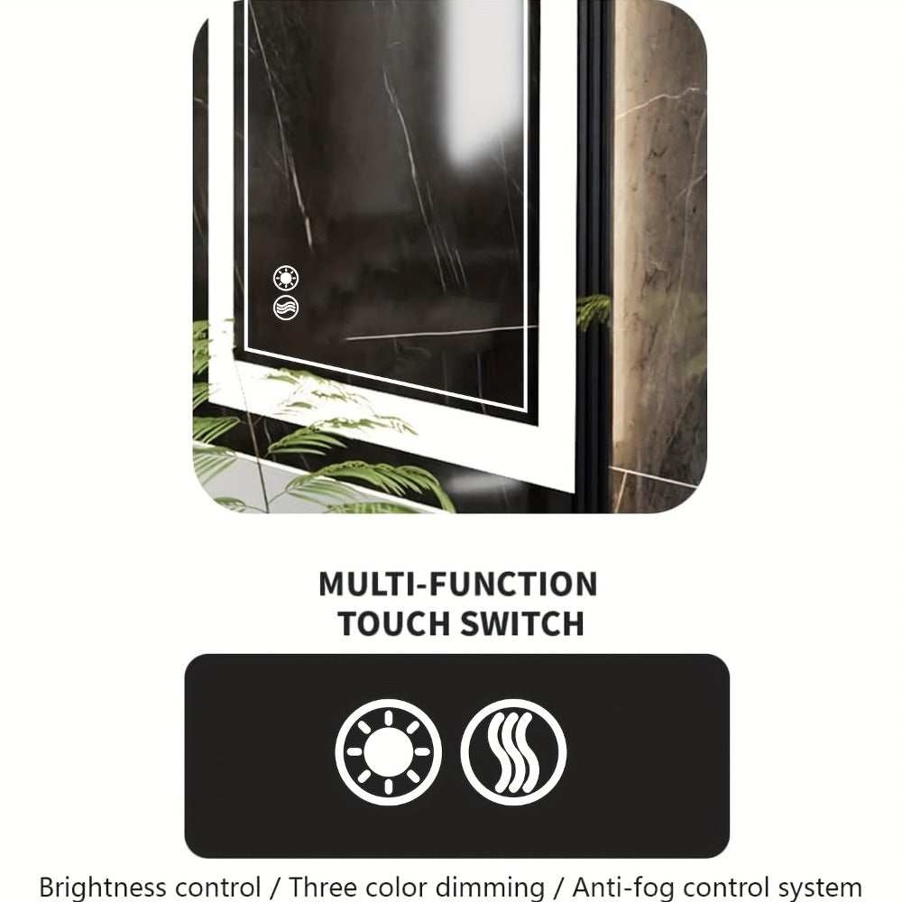 LED Bathroom Mirror Anti-Fog Dimmable with 3 Color Lights, Front & Backlit Smart Mirror Wall Mounted Horizontal/Vertical, Shatter-Proof Lighted Vanity Mirror for Bathroom Makeup, 24x32" & 24x36"