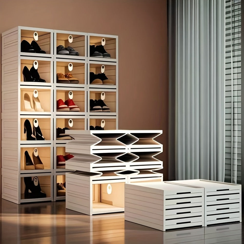 Foldable Shoe Storage Organizer 3, 5 or 6-Tier | Large Capacity Space-Saving Shoe Cabinet for Entryway, Corridor, Bedroom & Living Room | Stackable Multi-Functional Shoe Rack
