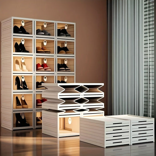 Foldable Shoe Storage Organizer 3, 5 or 6-Tier | Large Capacity Space-Saving Shoe Cabinet for Entryway, Corridor, Bedroom & Living Room | Stackable Multi-Functional Shoe Rack