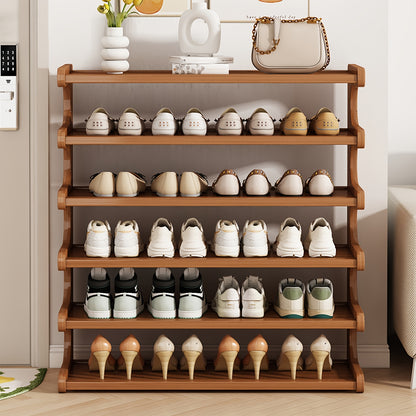 1pc Bamboo Shoe Rack | 3/5/6-Tier -Standing Shoe Shelf Suitable for Entryway, Living Room, Bedroom, - Space-Saving Storage with Easy Assembly, Modern Minimalist, Bamboo Shoe for Small Spaces
