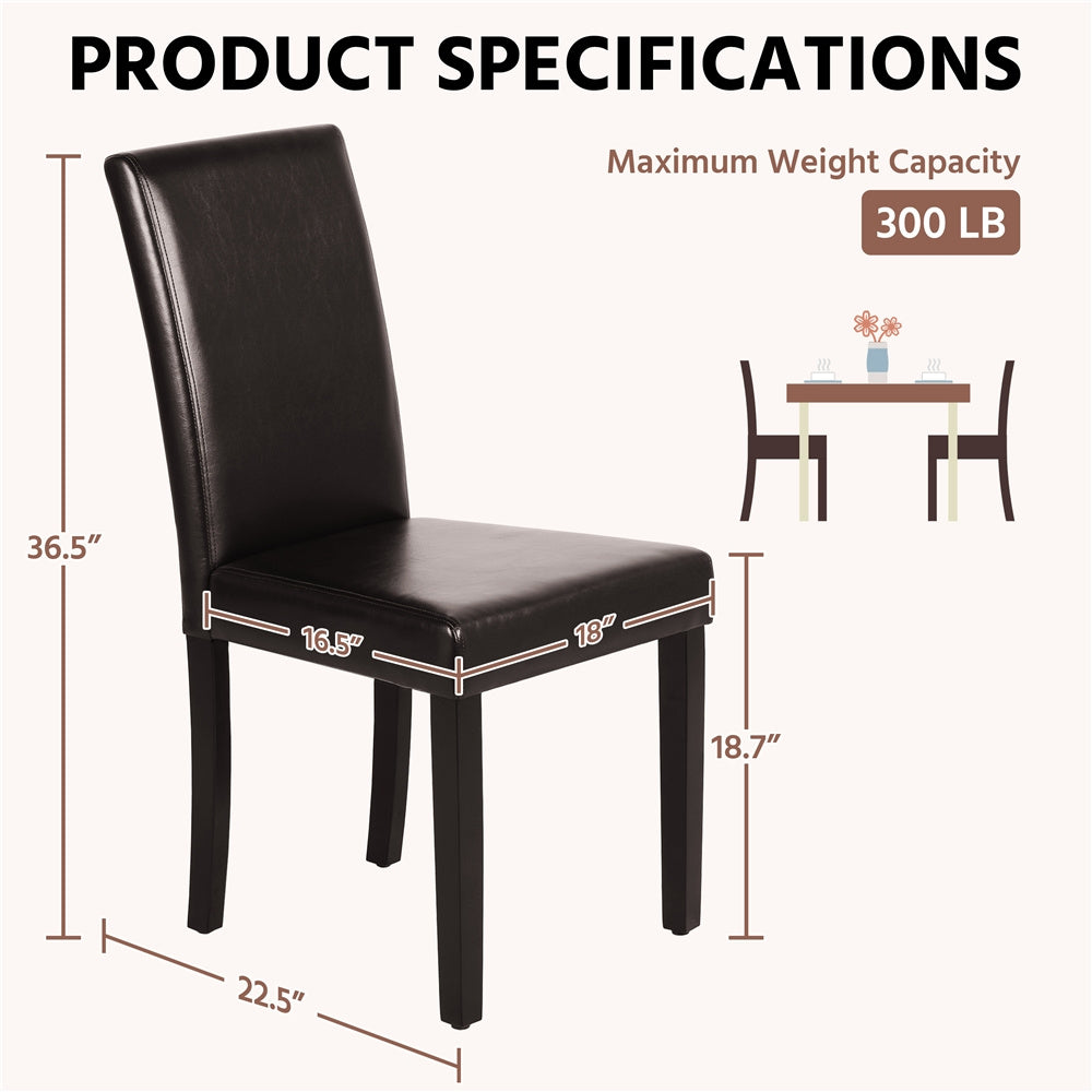 Costoffs Upholstered Dining Chairs Set of 2/4, Padded Leather Side Chairs with High Back & Rubberwood Legs, Modern Kitchen Chairs for Home, Kitchen & Restaurant, Black/White/Gray/Brown