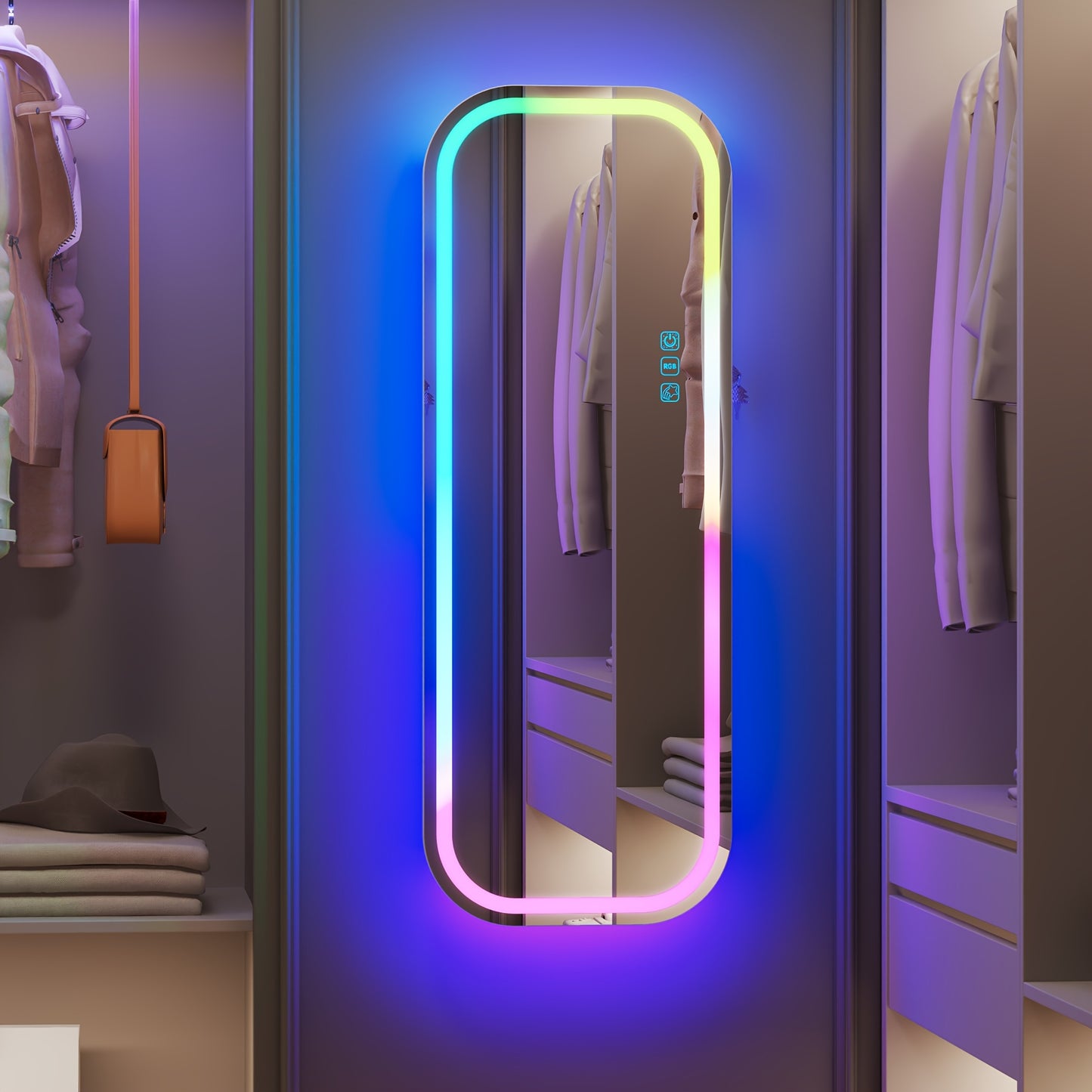 LED Jewelry Cabinet with Mirror - Lockable Arched Storage Organizer for Necklaces And Rings, Hanging Or Floor Standing