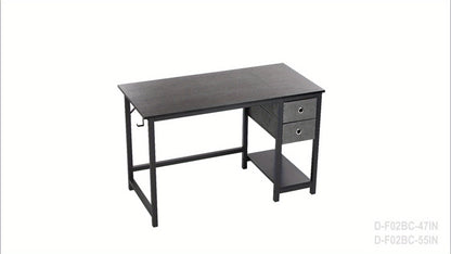 47-Inch Computer Gaming Desk with 2 Adjustable Fabric Storage Drawers, Ideal for Work, Writing, And Study, Computer Desk