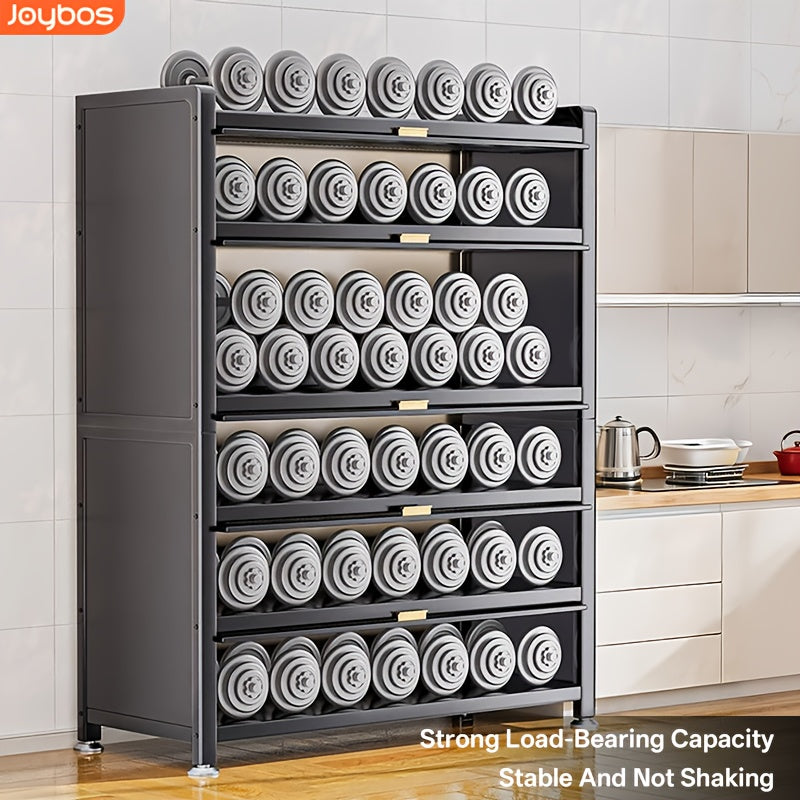 Heavy-Duty Metal Kitchen Cabinet with Transparent Acrylic Doors - Extra Tall Storage Shelf, Large Pantry Organizer for Kitchen, Living Room, Dining - Easy Assembly, No Power Needed (Grey, 57.1"H x 31.5"W x 12.6"D) - Ideal for Small Spaces