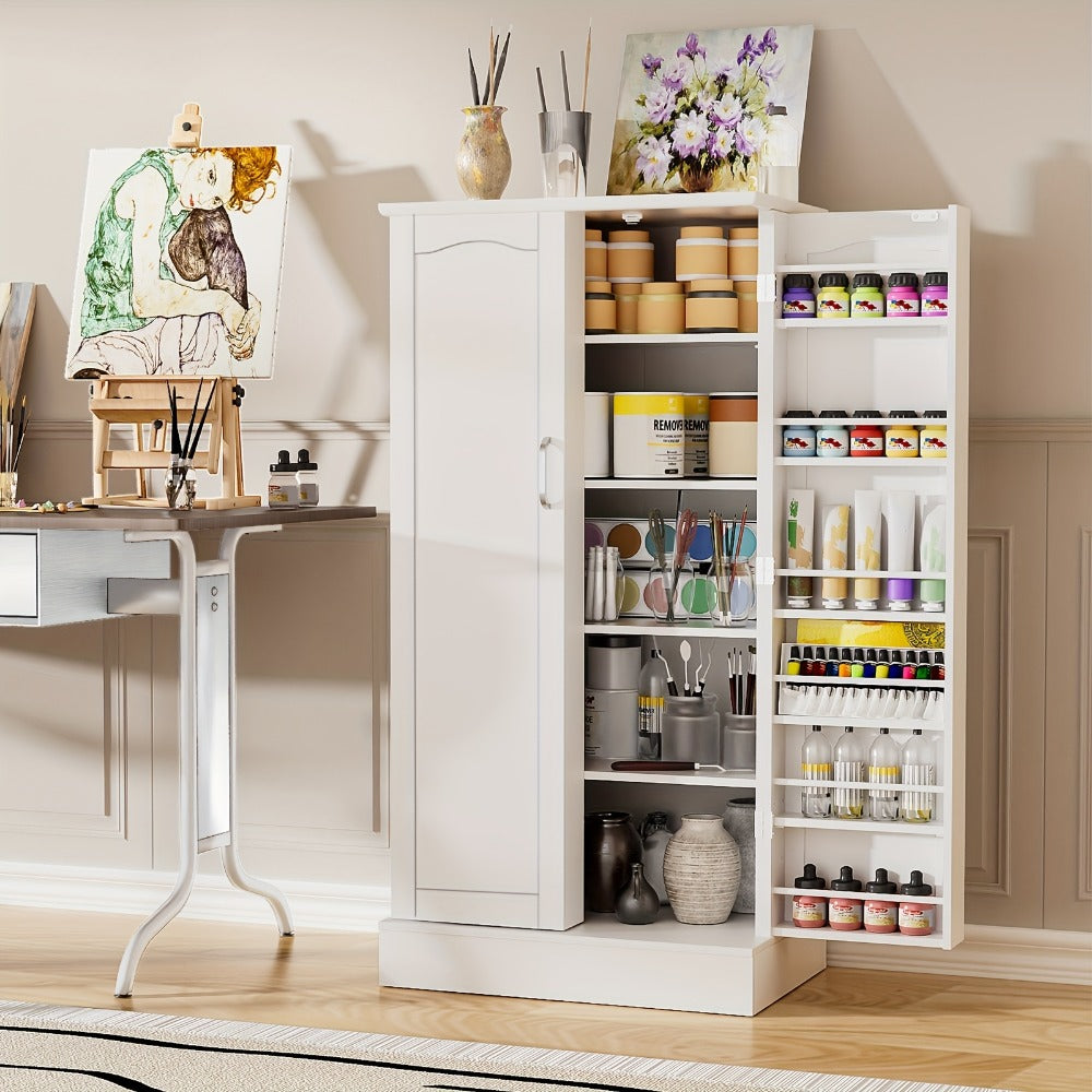 47 Inch Freestanding Pantry Cabinet with Adjustable Shelves - Kitchen Storage Cabinet Buffet Sideboard for Dining Room and Living Room