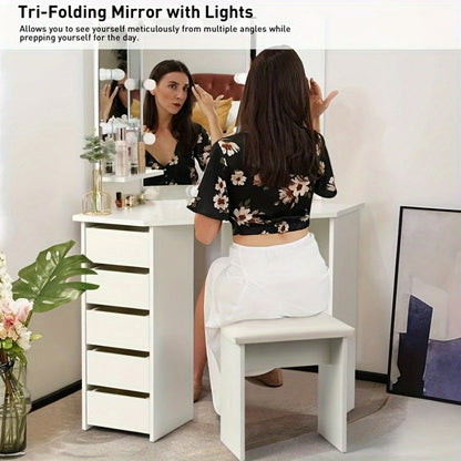 42-Inch Makeup Vanity Desk with Charging Station, Vanity Table with Storage detail image - detail view 15