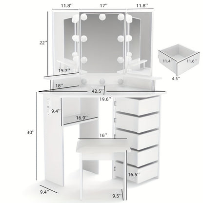 42-Inch Makeup Vanity Desk with Charging Station, Vanity Table with Storage detail image - detail view 7