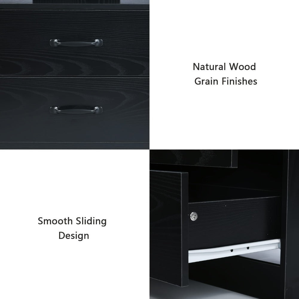 Smart LED Nightstand with Charging Station – Narrow Bedside Table 2 Drawers, Entryway Side Table, Black White, 1pc or 2pcs Set for Bedroom Living Room