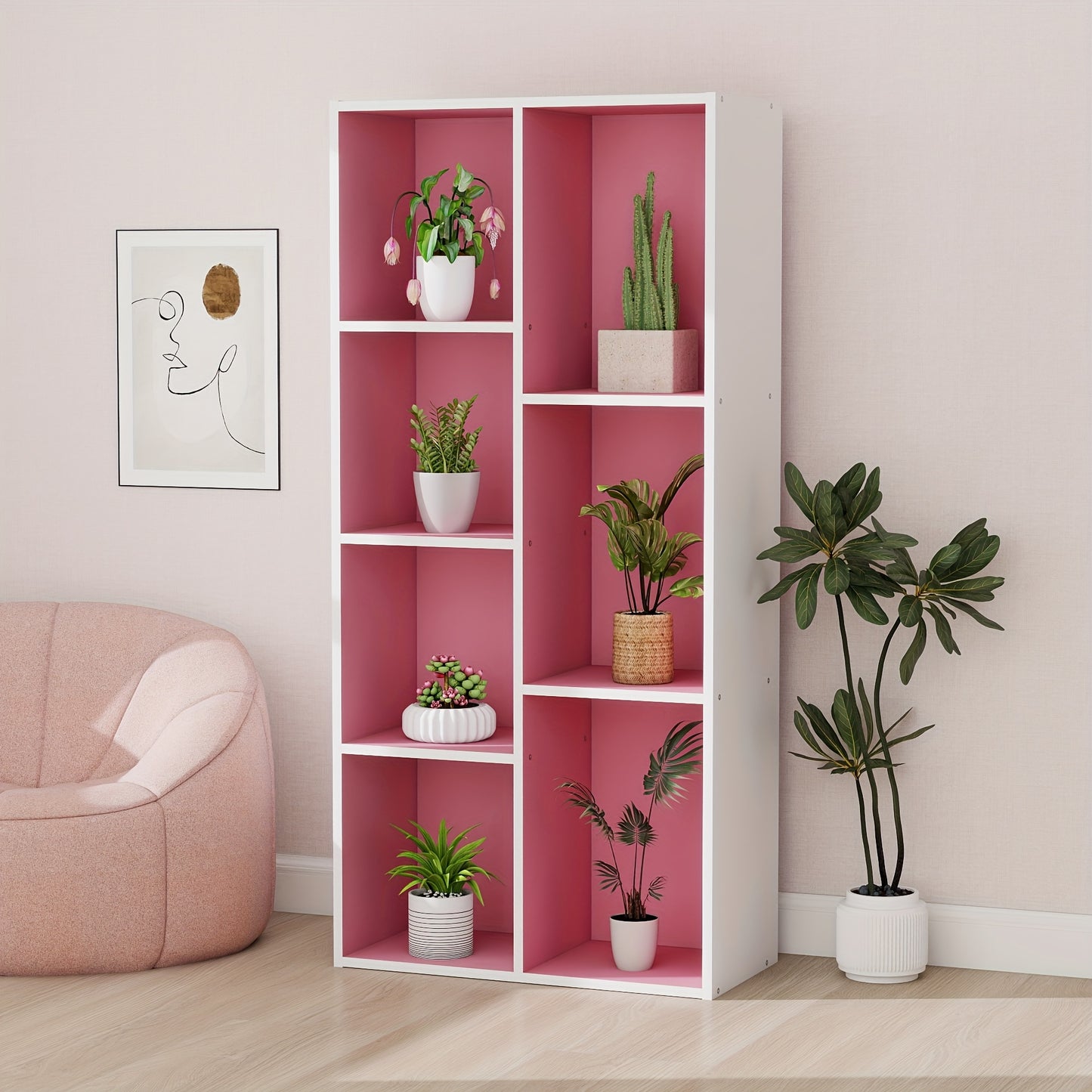 7-Cube Bookcase, Bookshelf, Storage Organizer, Multi-Purpose Shelving Unit for Books, Clothes,, Home Office, Living Room, Bedroom, Modern Design, Easy Assembly