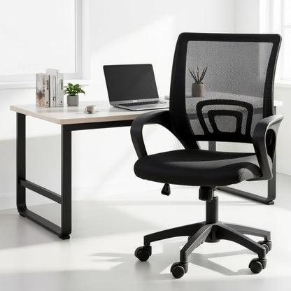Ergonomic Office Chair Mid-Back Mesh Swivel Desk Chair with Lumbar Support Adjustable Height Sponge Seat Rolling Wheels, 300 lbs Capacity, 6 Colors, 1 or 2 Pack