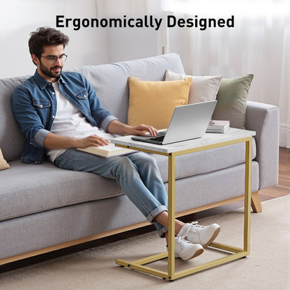 C-Shaped Sofa Side Table Movable Rolling End Table with Sturdy Metal Frame 50 Lb Capacity for Living Room Bedroom Office Couch Snack Laptop Tray