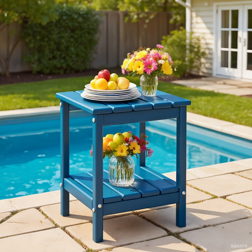 HDPE Adirondack Side Table Outdoor – Weather Resistant Rectangular End Table 15"x14"x18" for Adirondack Chair, Patio, Pool, Garden & Camping – 9 Colors, 1/2/4 Pack