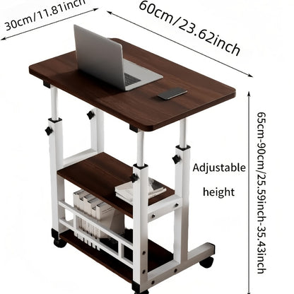 Adjustable Height Mobile Laptop Desk on Wheels with Storage, Rolling Standing Desk for Students Home Office Bedroom Small Spaces, Portable Wheeled Laptop Table in Multiple Styles
