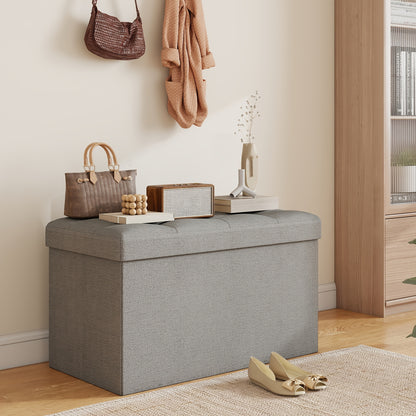 Storage Ottoman Bench shown in the Light Gray Linen - 30 Inches option