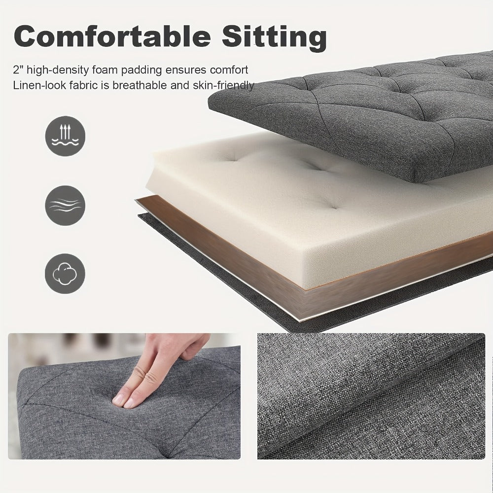 43-Inch Foldable Ottoman Bench with Hidden Storage and Lift-Top Storage for Living Room detail image - detail view 12
