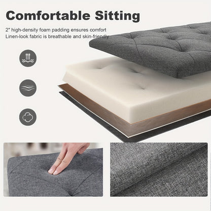 43-Inch Foldable Ottoman Bench with Hidden Storage and Lift-Top Storage for Living Room detail image - detail view 12