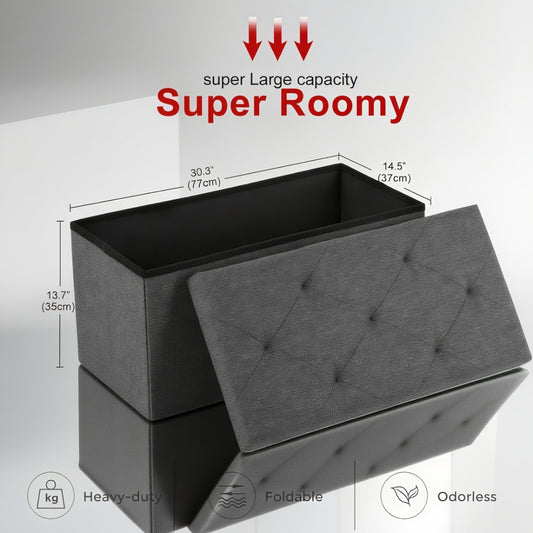 Ottoman Bench, Foldable Storage 30 or 43 Inch, Padded Folding Ottoman Stool with Hidden shown in the main product view