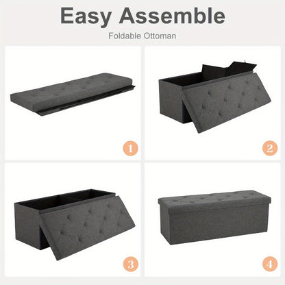 43-Inch Foldable Ottoman with Padded Seat for Comfortable Everyday Seating detail image - detail view 6