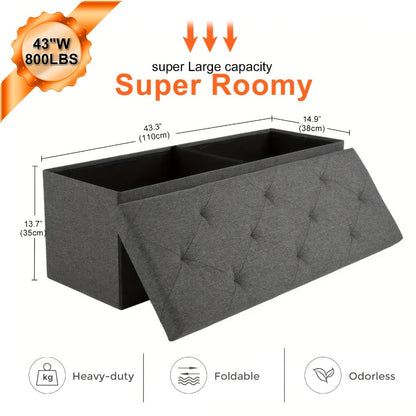 43-Inch Foldable Ottoman with Padded Seat, Small Upholstered Footstool detail image - detail view 3