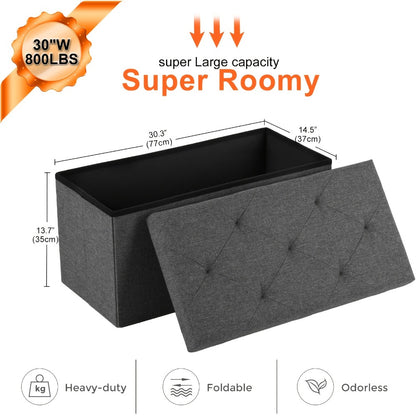 43-Inch Foldable Ottoman with Padded Seat, Small Upholstered Footstool detail image - detail view 5