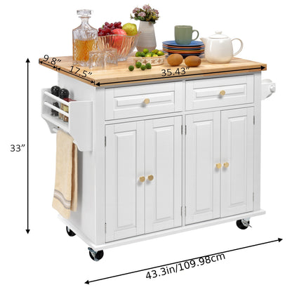 43-Inch Rolling Kitchen Island Cart with Rolling Wheels for Organized Everyday Storage detail image - detail view 3