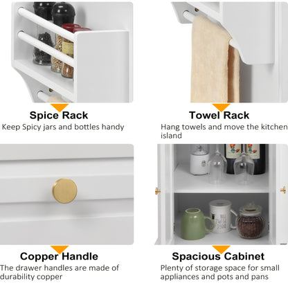 43-Inch Rolling Kitchen Island Cart with Rolling Wheels for Organized Everyday Storage detail image - detail view 7