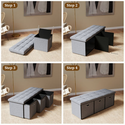 43-Inch Storage Ottoman with Hidden Storage and Footrest for Living Room detail image - detail view 8
