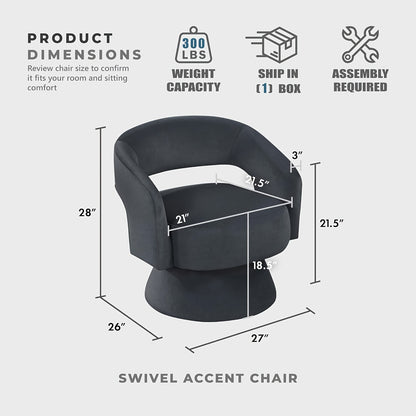 360 Degree Swivel Barrel Chair Modern Velvet Accent Chair Comfy Round Armchair Swivel Accent Chair for Living Room Orange