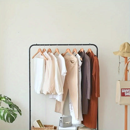 Heavy Duty Clothes Rack with Bottom Metal Shelf and Wheels, Portable Garment Rack for Hanging Coats Shirts Dresses, Large Capacity Freestanding Closet Organizer for Bedroom Apartment Dorm