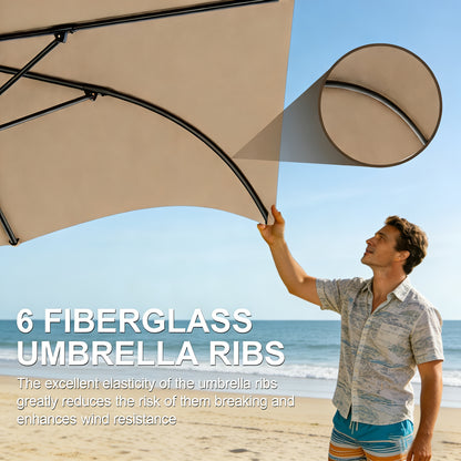 [UV Protection] 7.5' Umbrella Outdoor Patio, Pool Market Umbrella W/ 6 Fiberglass Ribs, Table Umbrella With Crank UV Protection For Porch, Deck, Yard, Garden