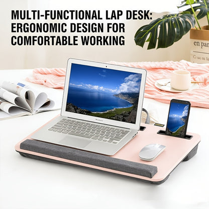 Portable Laptop Bed Table Lap Desk with Tablet Slot Card Holder Multifunctional Tray for Bed Sofa Floor Dining Reading Writing Ergonomic Movable Home Office Desk