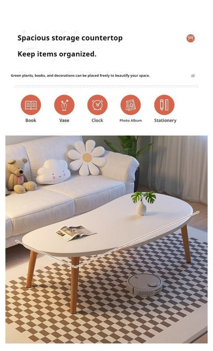 Minimalist Solid Wood Coffee Table Natural Wood Grain Tea Table for Living Room & Small Apartments – Modern Versatile Center Table Home Decor Gift, White