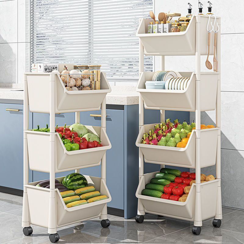 Rolling Cart Organizer, Kitchen Storage Shelf with Lockable Wheels, for Living Room Office Bathroom Garage Narrow Spaces