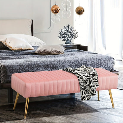 44-Inch Upholstered Accent Bench with Footrest for Comfortable Everyday Seating detail image - detail view 11
